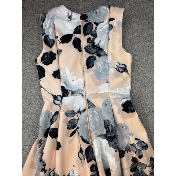 Calvin Klein Dress Sleeveless Fit to Flare Floral Wedding Guest Pink Size 2 - Picture 3 of 10